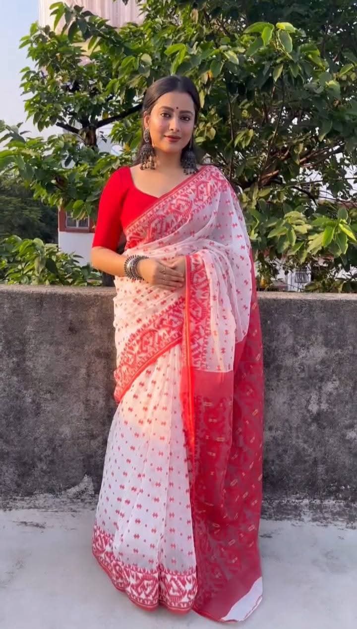 Skin Print Reshom Silk Sharee - ||